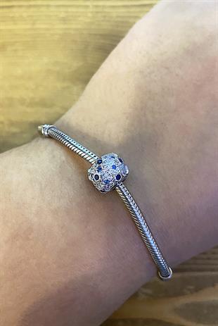 Kadın Yıldız ve Renkli Taş Detay Gümüş Charm