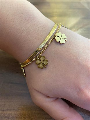 Kadın Yonca Model Çelik Bileklik