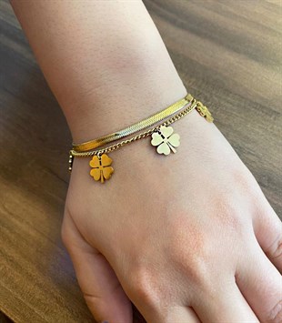 Kadın Yonca Model Çelik Bileklik