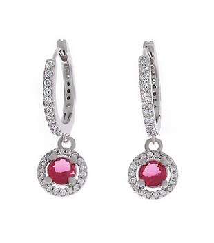 Kadın Yuvarlak Pembe Taş Model Taşlı Gümüş Küpe  