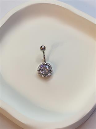 Kadın Yuvarlak Taş Detay Çelik Piercing