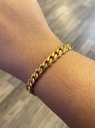Unisex Gold Renk Çelik Bileklik 