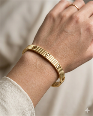 Unisex Limitsiz Aşk Detay Çelik Bileklik Gold