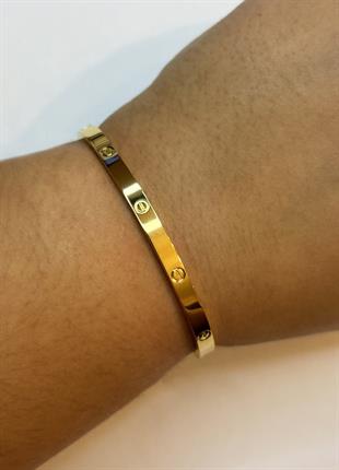Unisex Şans Model Gold Renk Çelik Bilezik