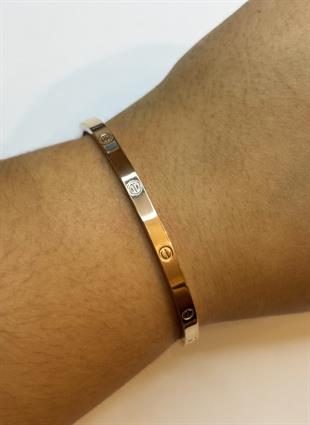 Unisex Şans Model Rose Renk Çelik Bilezik 