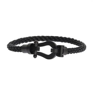 Unisex Siyah Toka ve Bilek Detay Çelik Bileklik 