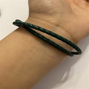 Unisex Yeşil Renk Sarmal Deri Bileklik