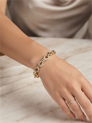 Xuping Kadın Fiyonk Detay Gold Renk Çelik Bileklik