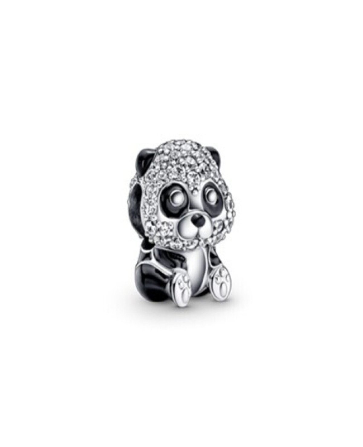  Zirkon Taşlı Işıltılı Sevimli Panda Model Gümüş Charm