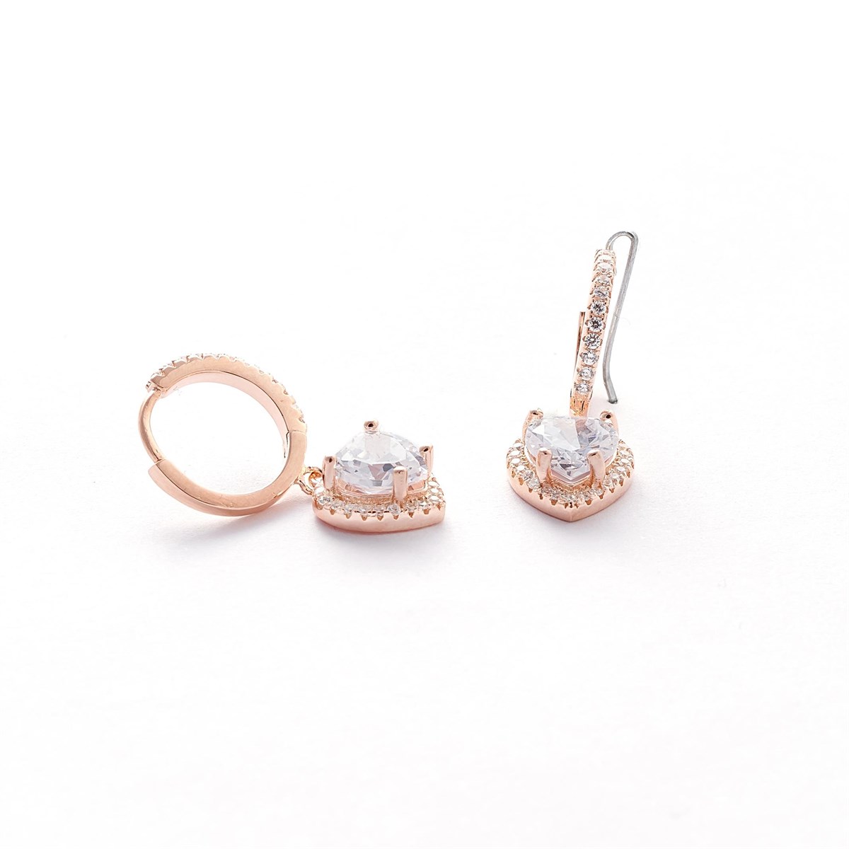 Bayan Gümüş Kalp Model Küpe