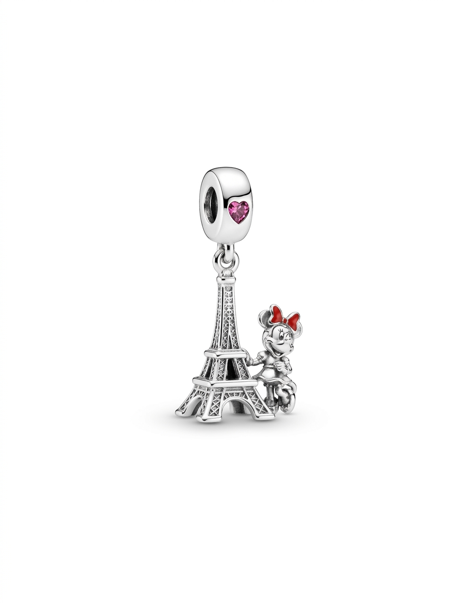 Bayan Minnie Mouse ve Eyfel Kulesi Model Charm