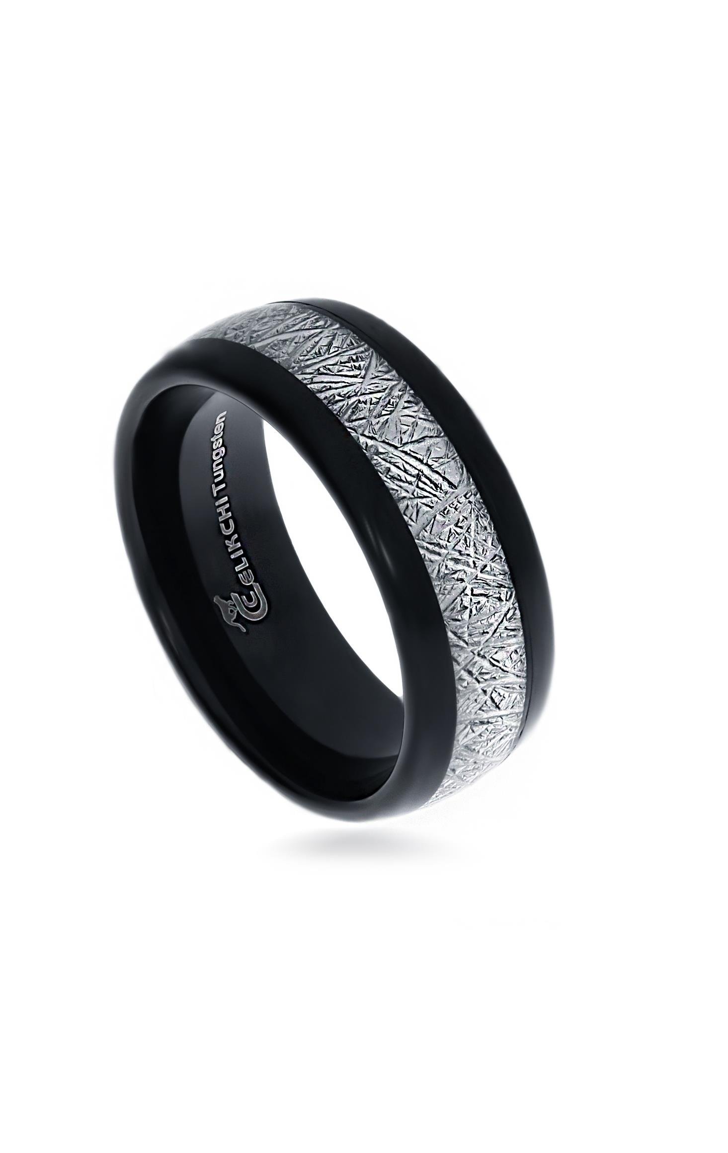 Erkek Beyaz Çizgi Detay Tungsten Yüzük