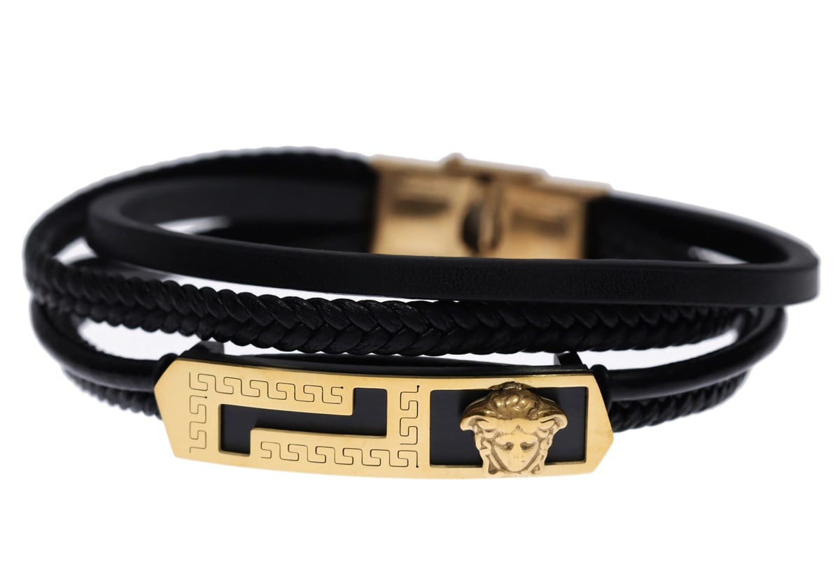 Erkek Dalga Desenli Deri Bileklik