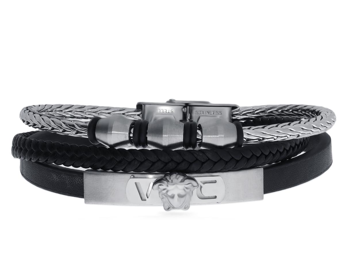 Erkek Figür Detay Üçlü Deri Bileklik