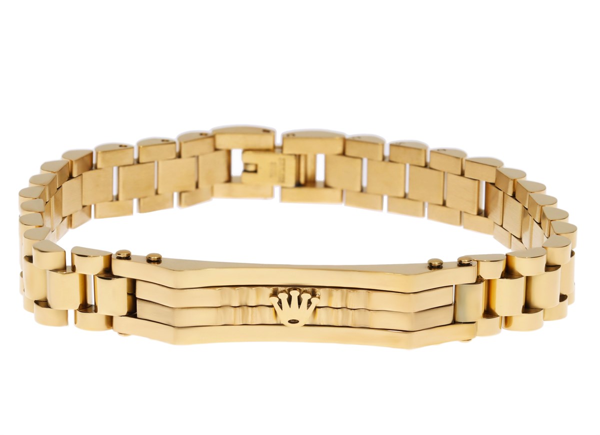 Erkek Gold Renk Taç Model Çelik Bileklik