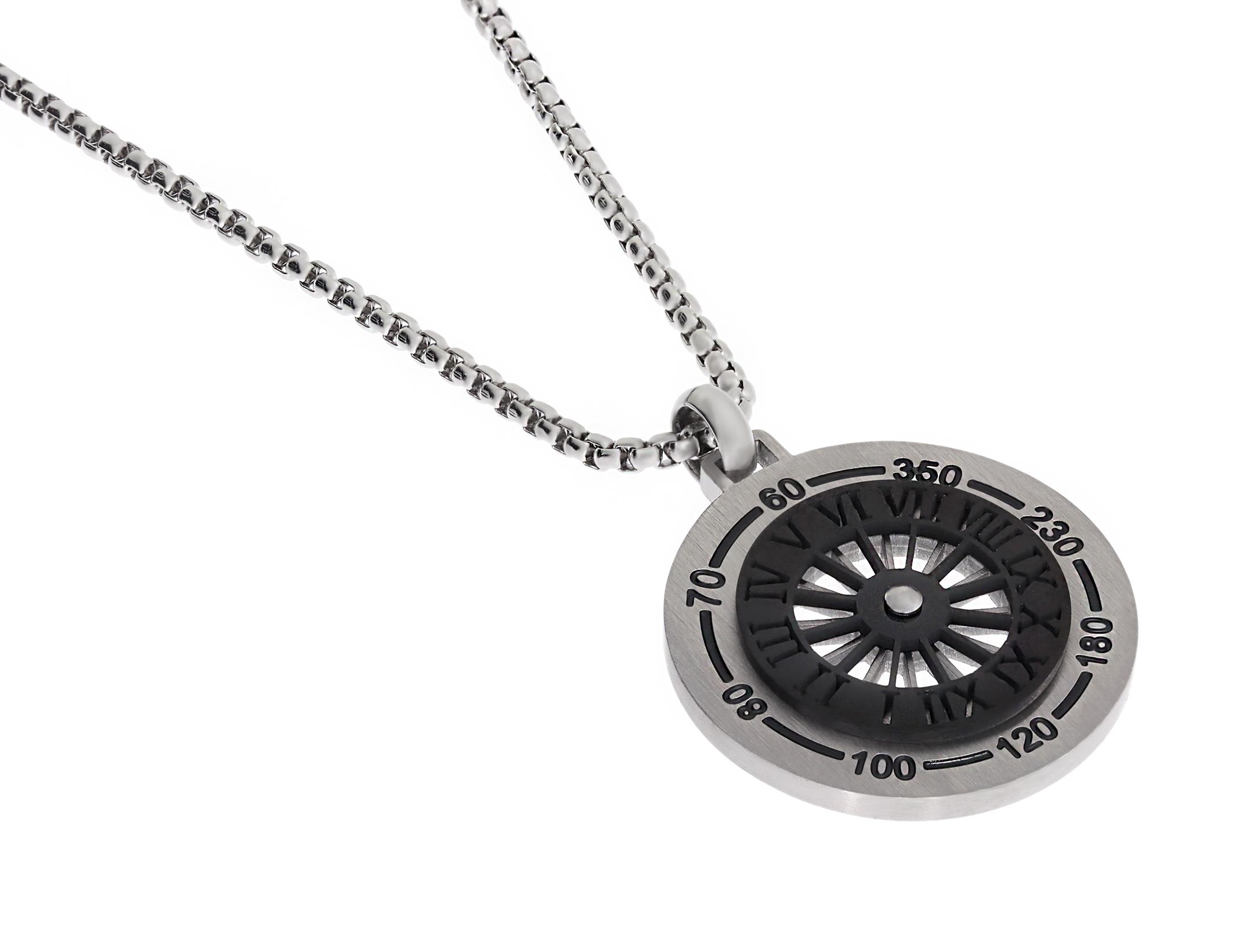 Erkek Roma Rakam Detay Çelik Kolye