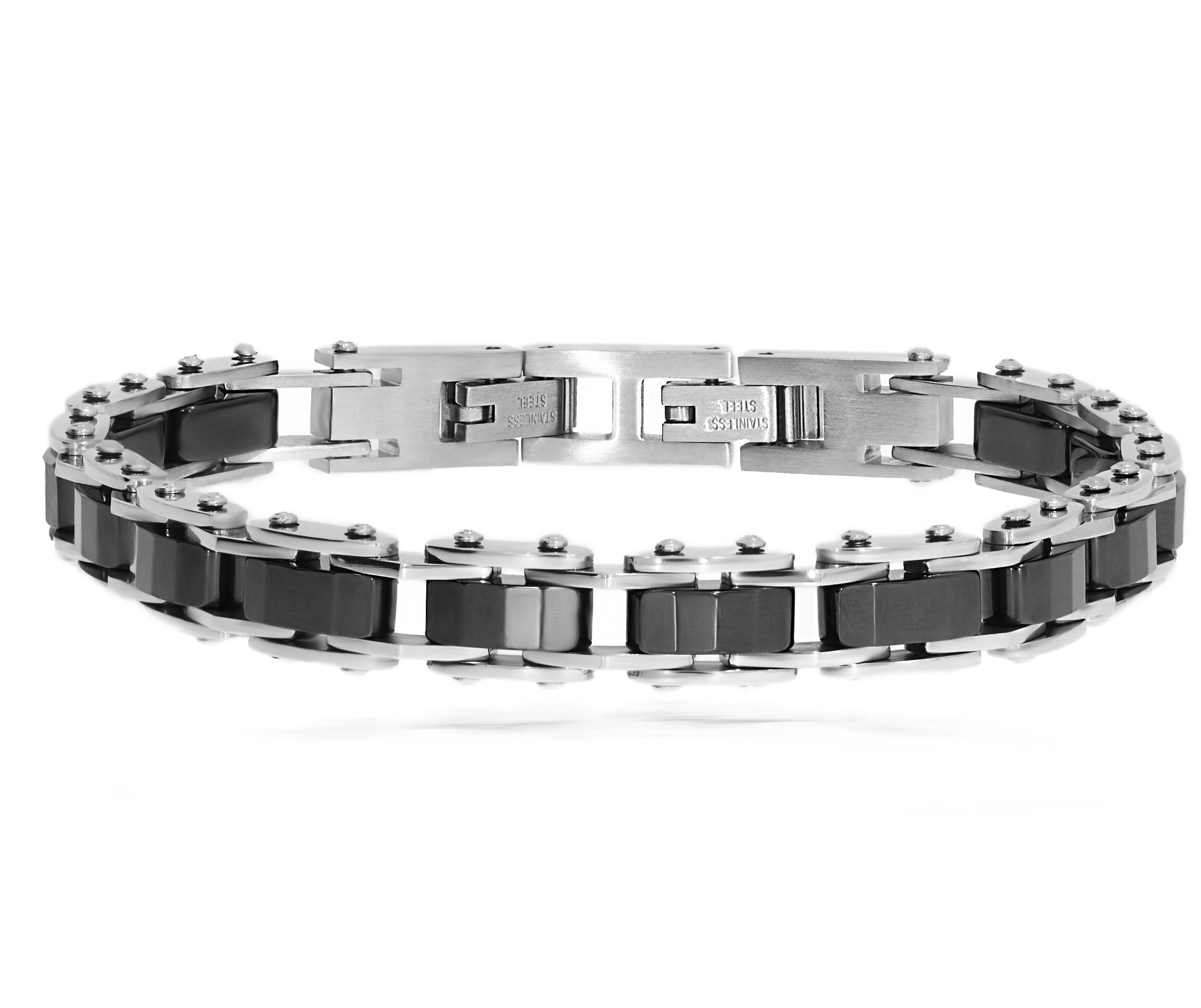 Erkek Siyah Seramik Model Çelik Bileklik