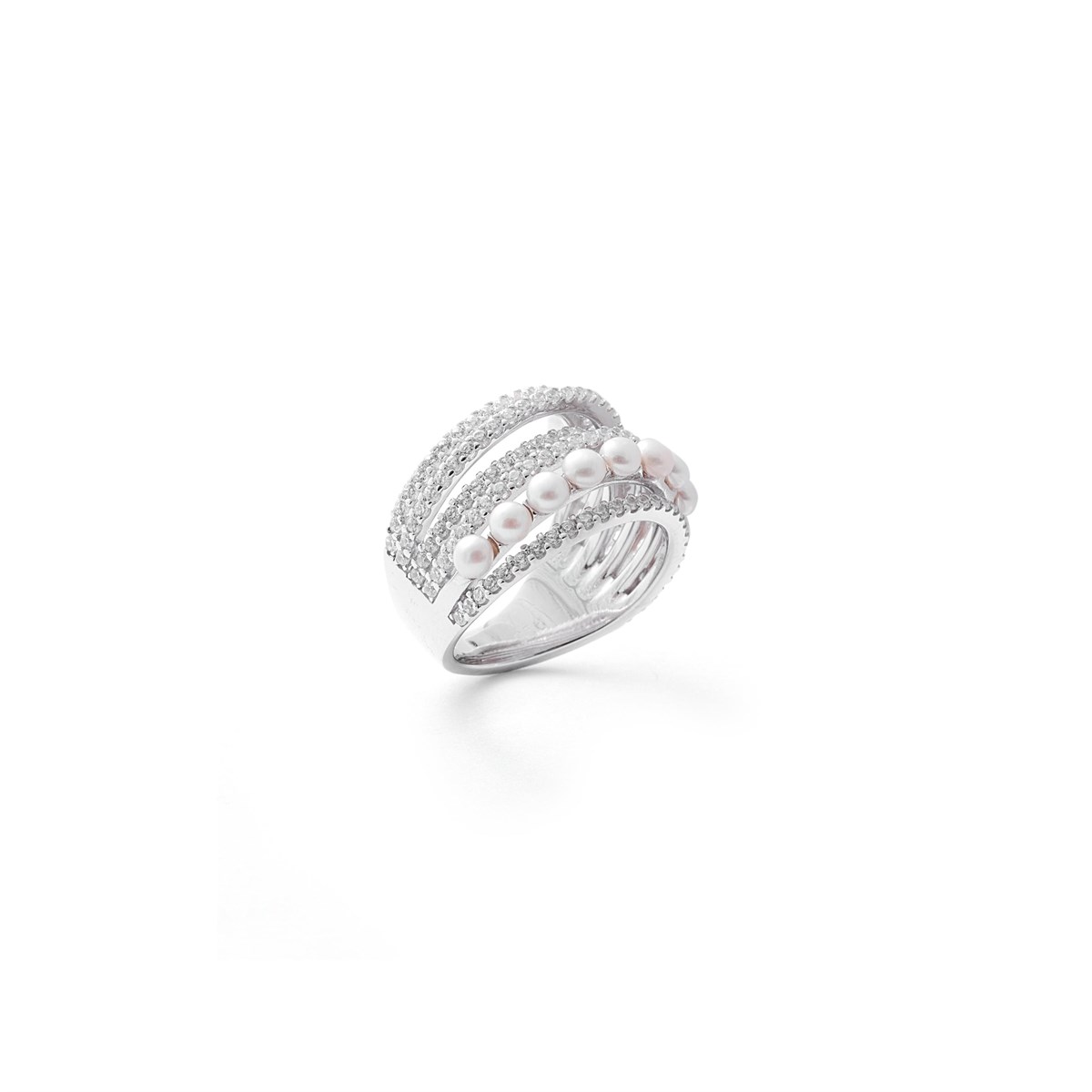Gümüş İthal Ve Kararma Yapmaz Swarovski İnci Detay Yüzük