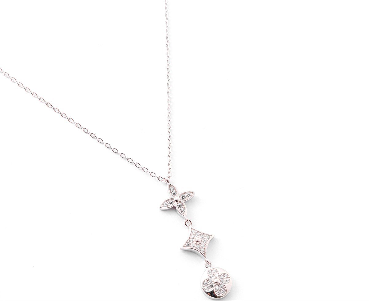 Gümüş İthal Ve Kararma Yapmaz Swarovski Taş 3 Lü Tasarım Kolye