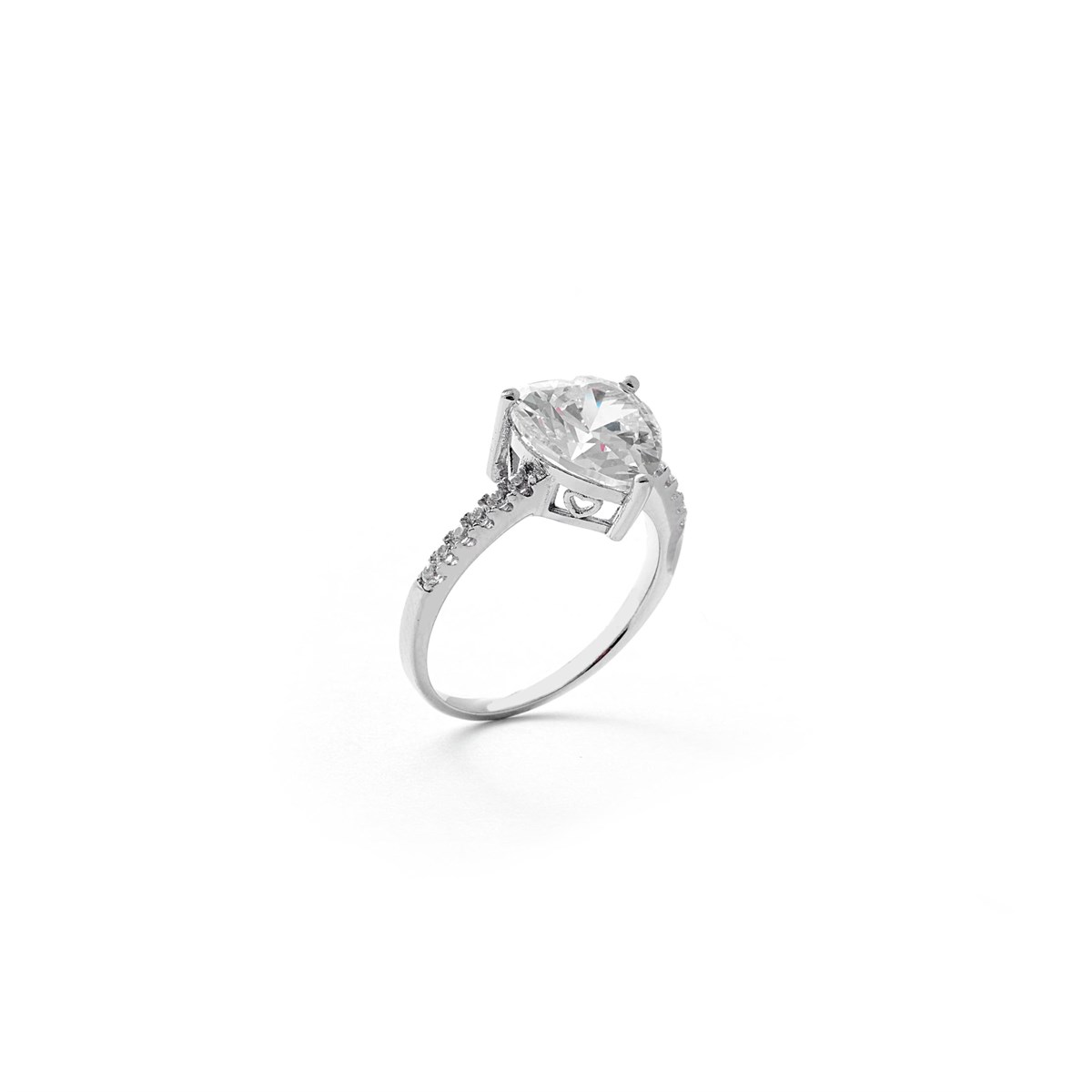 Gümüş İthal Ve Kararma Yapmaz Swarovski Taş Kalp Model Yüzük
