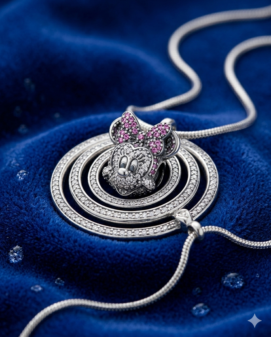 Kadın Antrasit Renk Detay Mickey Model Gümüş Charm