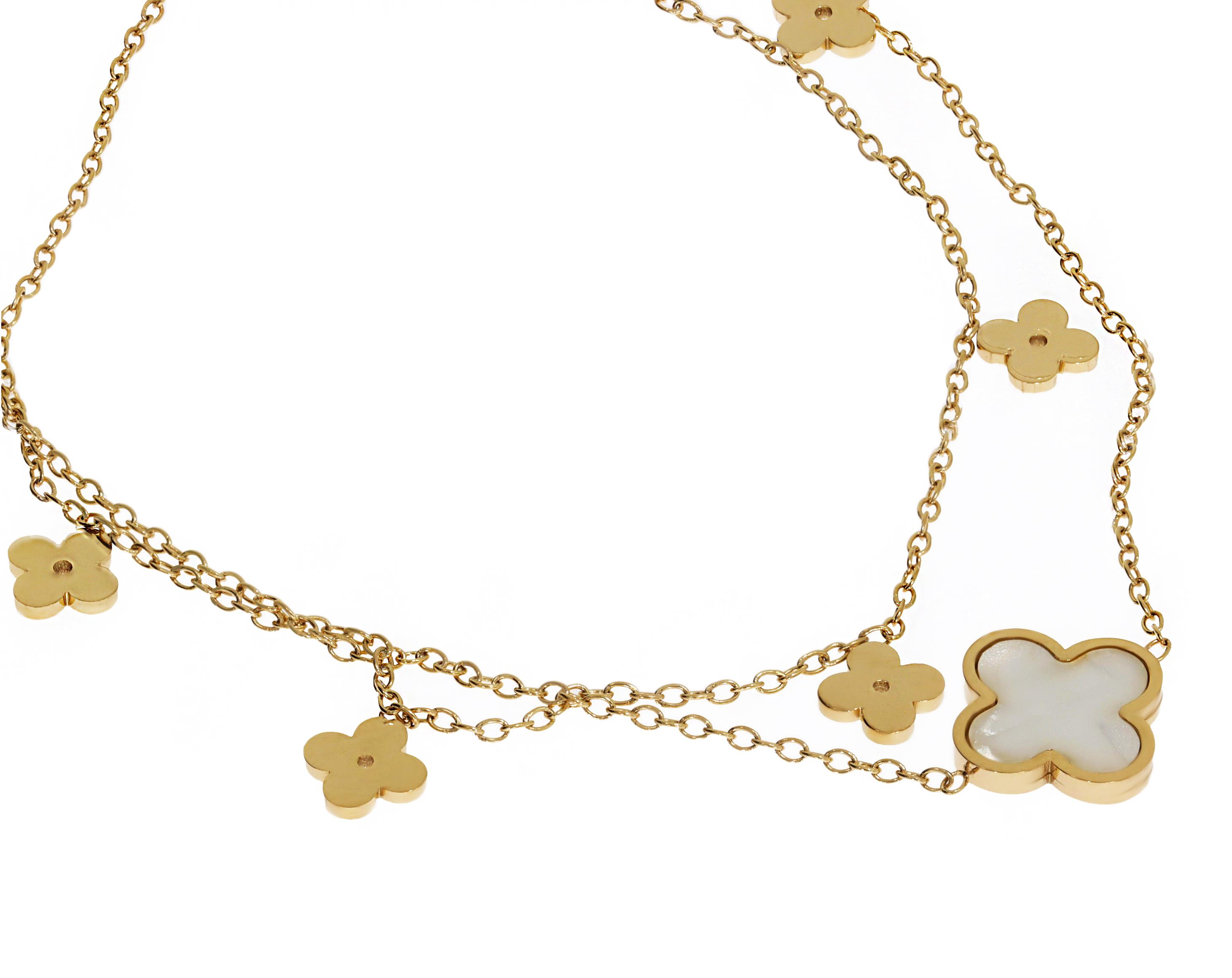 Kadın Beyaz Yonca Detay Çelik Halhal