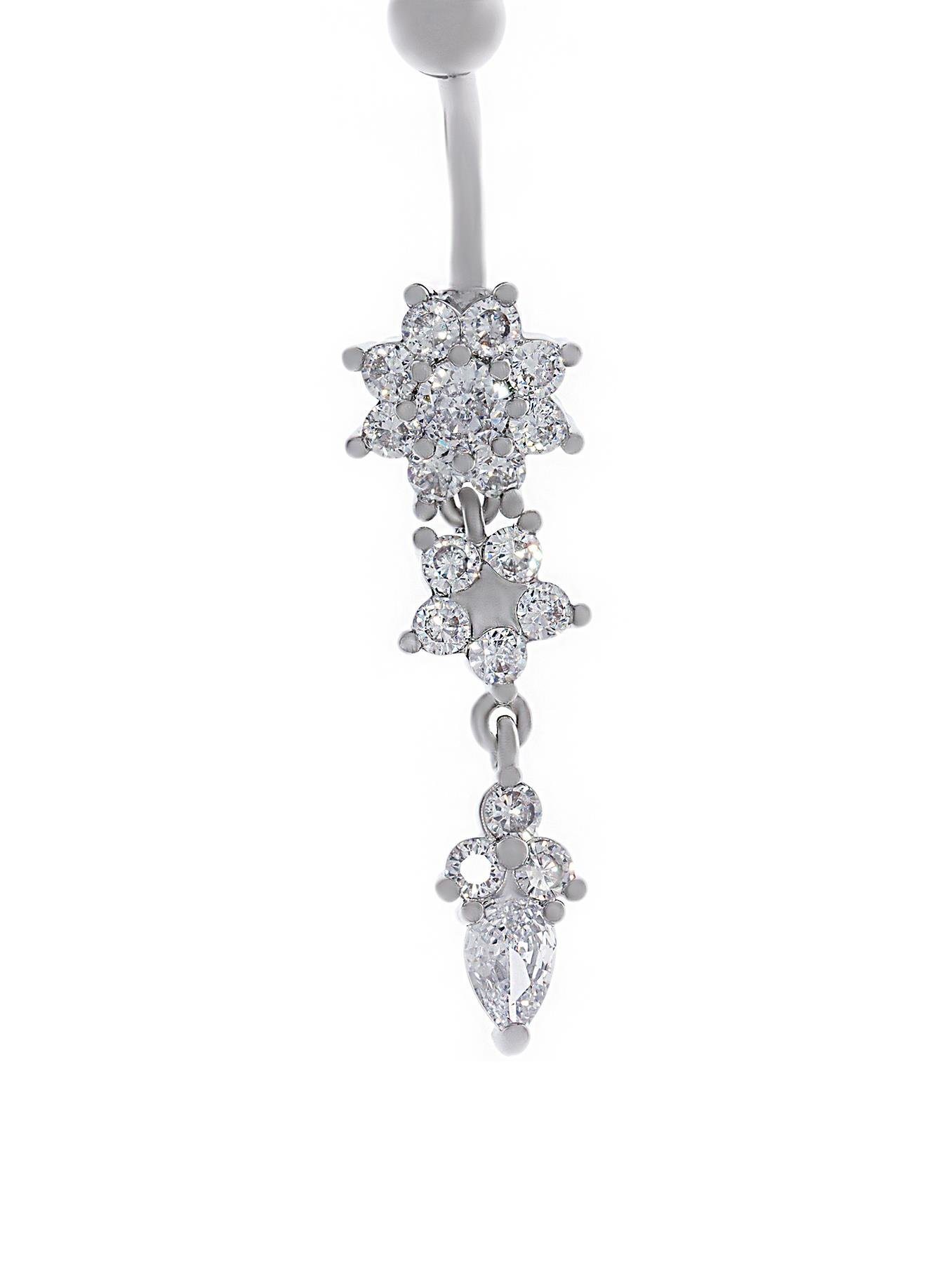 Kadın Çiçek Model Sallantılı Çelik Piercing 