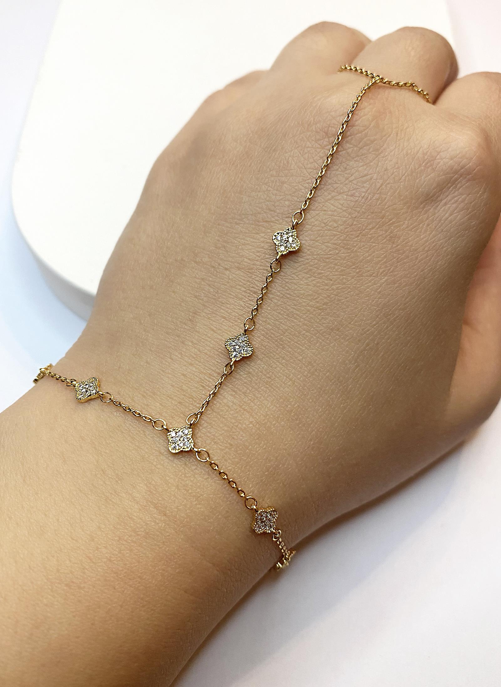 Kadın Çiçek Model Taşlı Gold Renk Şahmeran 