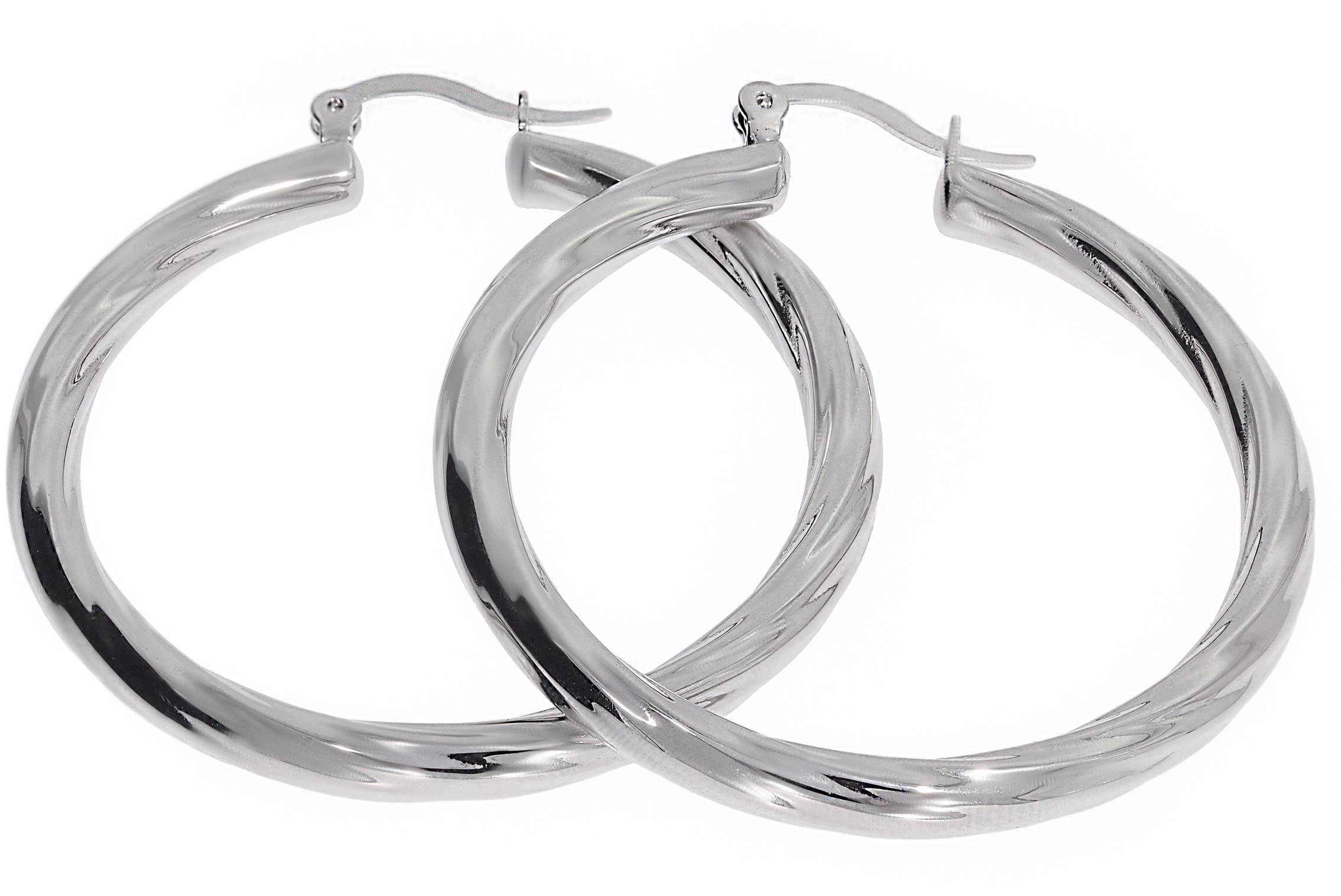 Kadın Dalgalı Halka Model Gümüş Küpe 