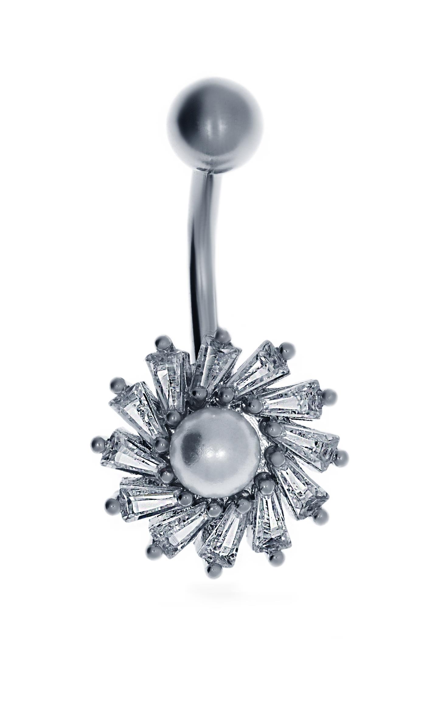 Kadın İnci Detay Çiçek Model Çelik Piercing