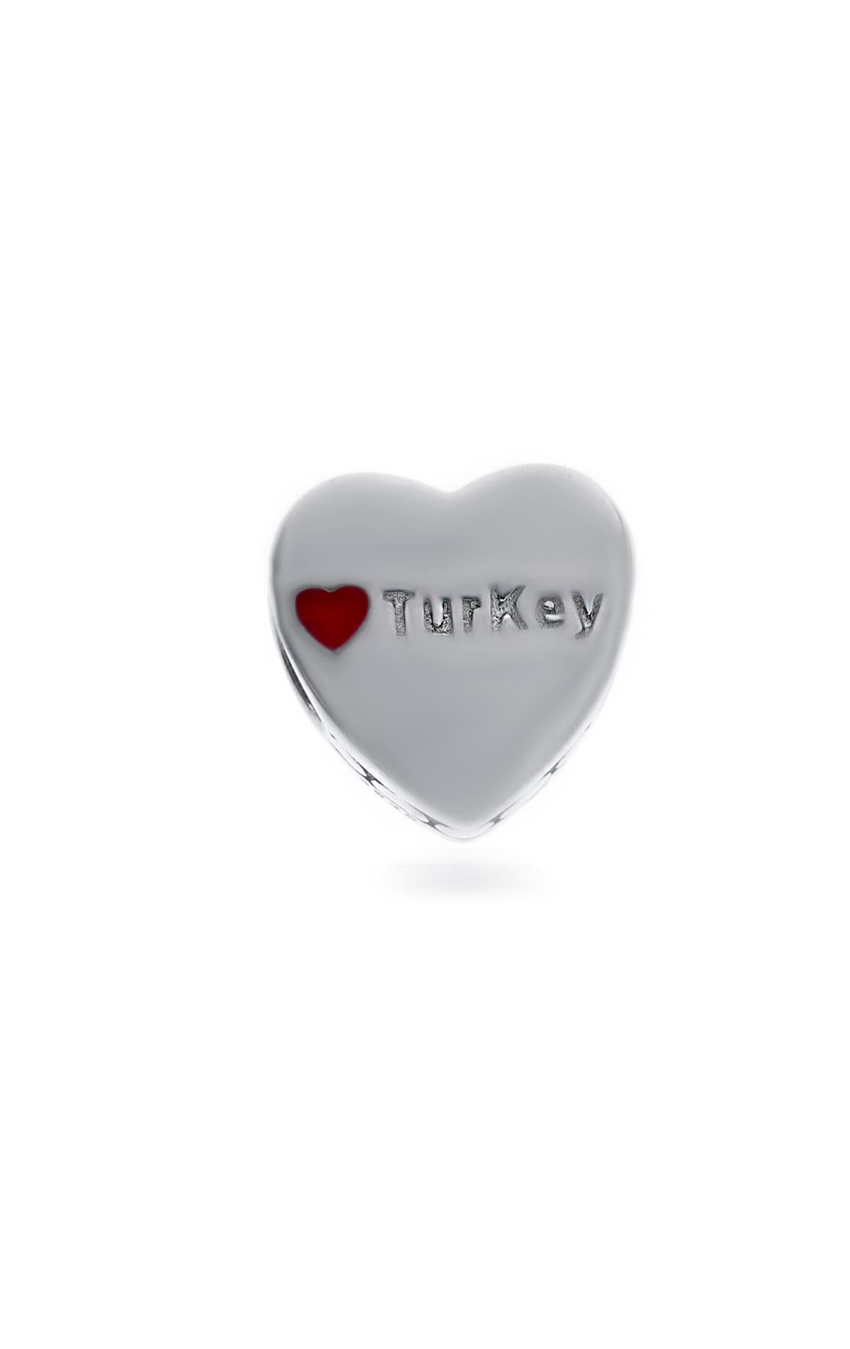 Kadın Kalp Model Türkiye Yazılı Gümüş Charm
