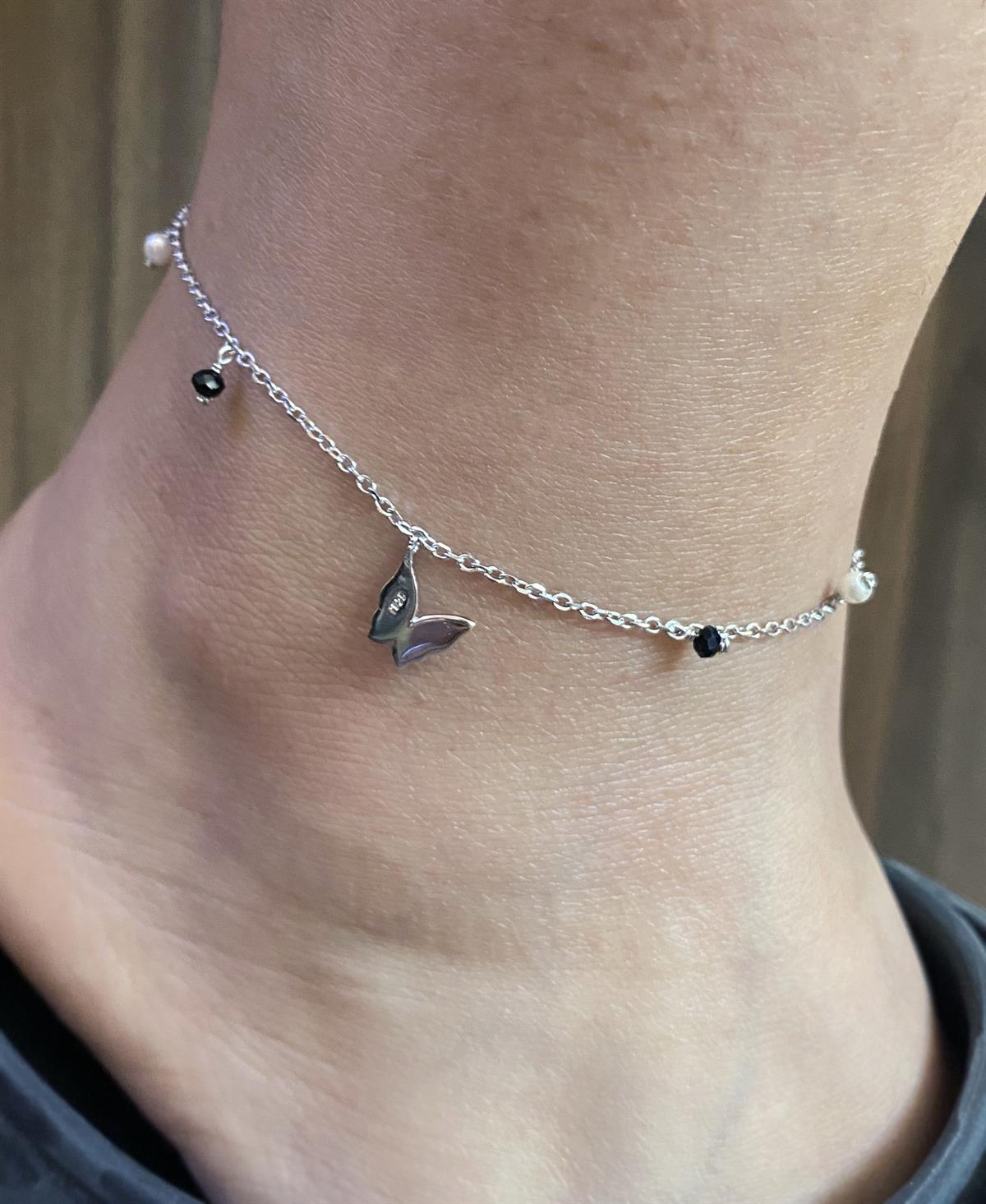 Kadın Kelebek Detay Gümüş halhal