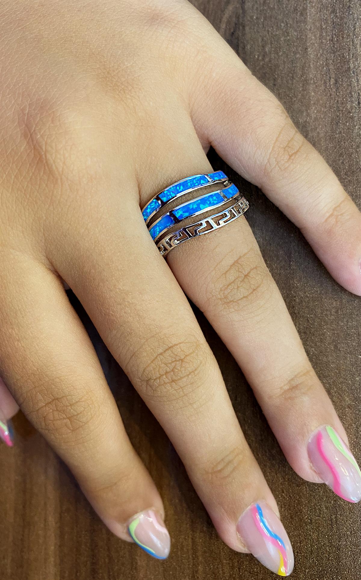 Kadın Opal Taş Detay Gümüş Yüzük 