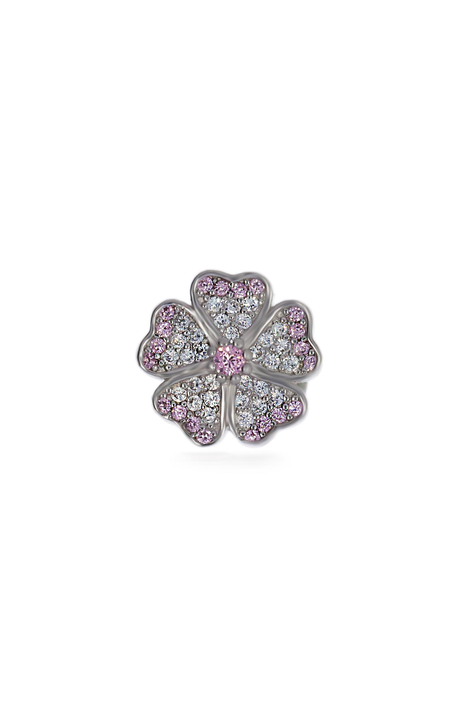 Kadın Pembe Taş Detaylı Çiçek Model Charm
