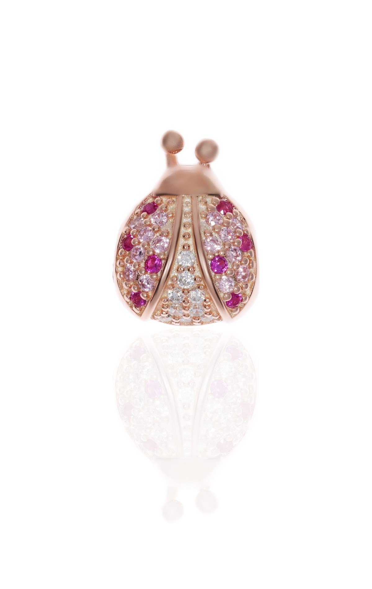 Kadın Rose Gold Renk Uğur Böceği Gümüş Charm 