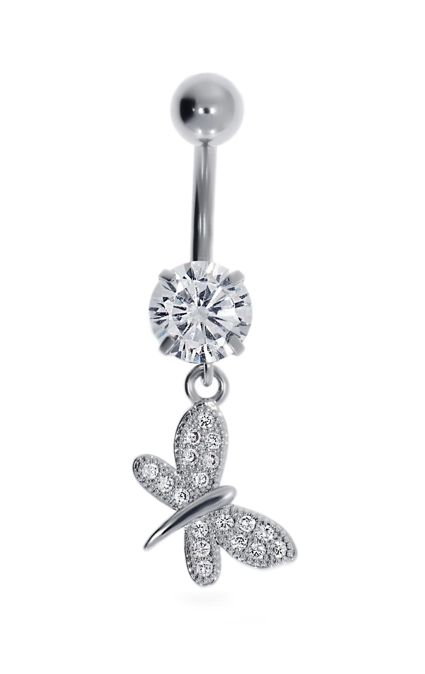 Kadın Sallantılı Tektaş Kelebek Model Çelik Piercing