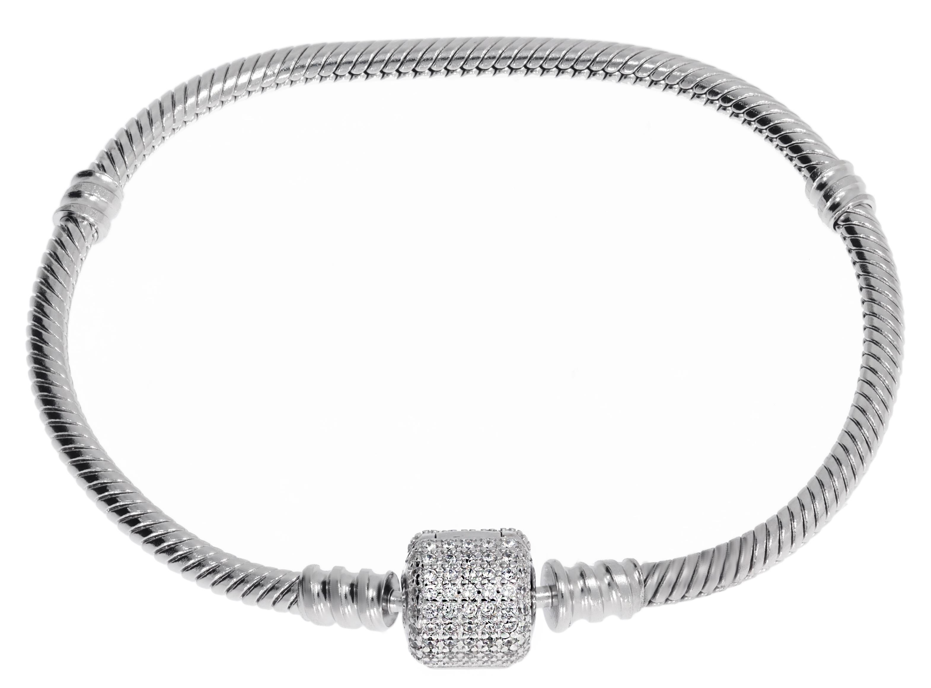 Kadın Taşlı Model Charm İçin Uygun Gümüş Bileklik