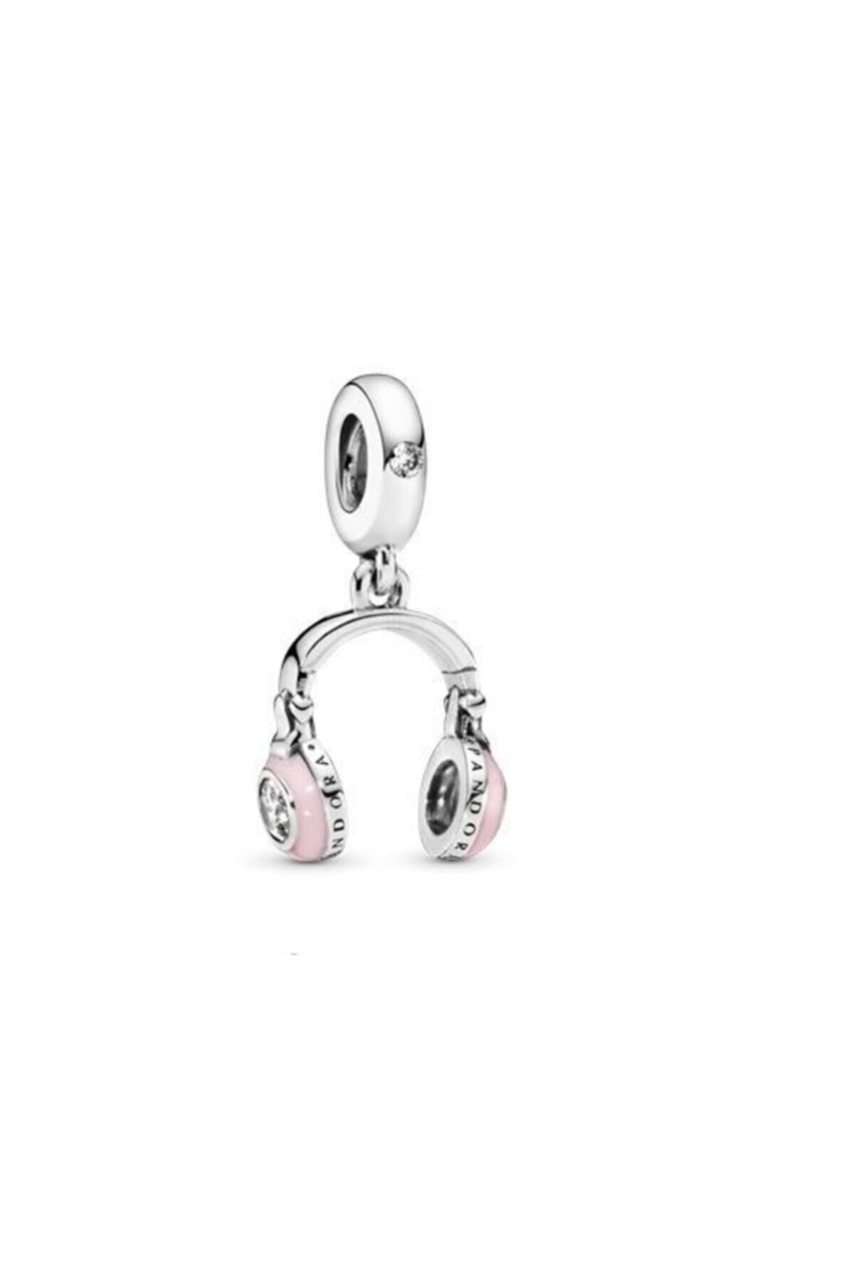 Pembe Kulaklık Model Taşlı Gümüş Charm