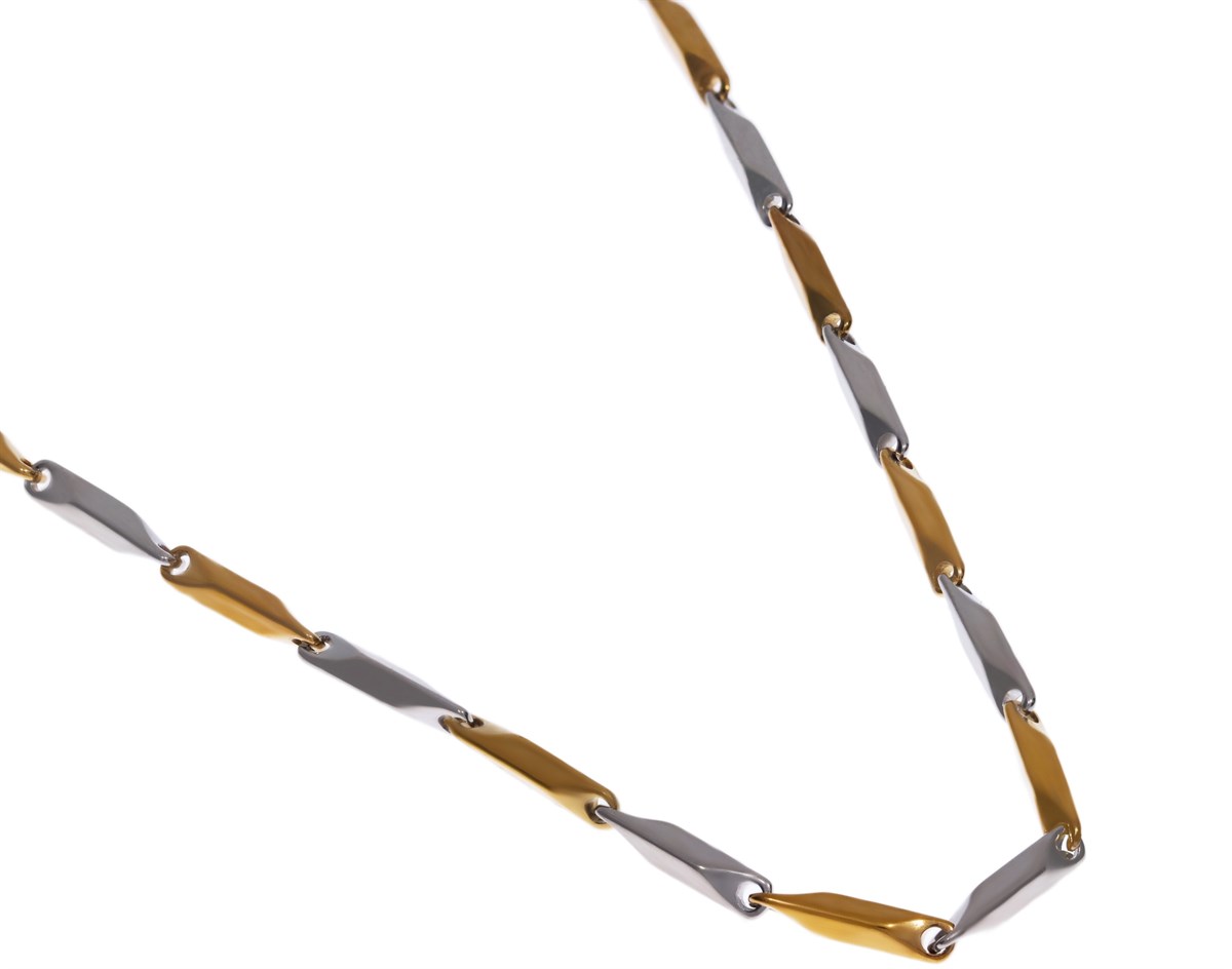 Unisex Gold Renk Detay Çelik Kolye