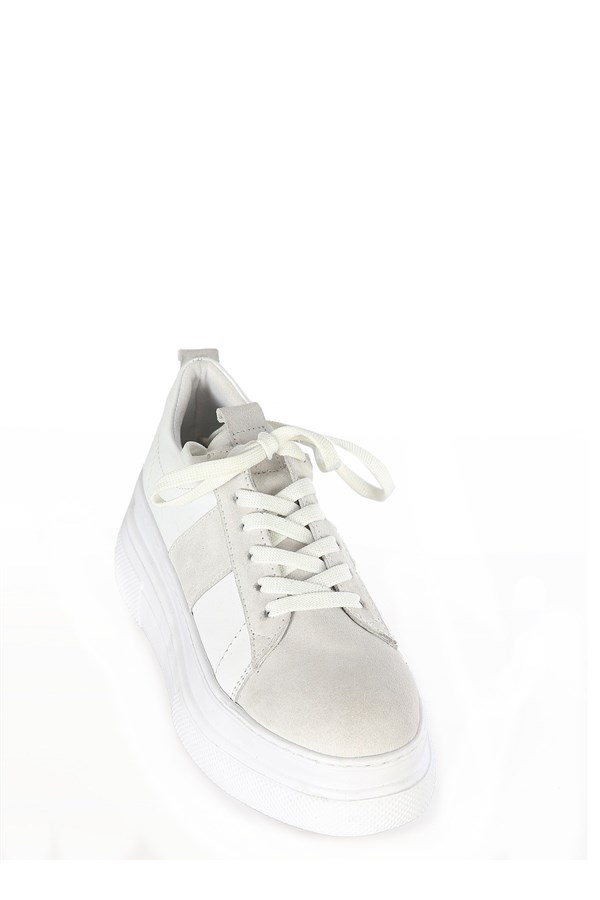 LUPUS Beyaz Süet & Beyaz Deri Bağlı Sneakers
