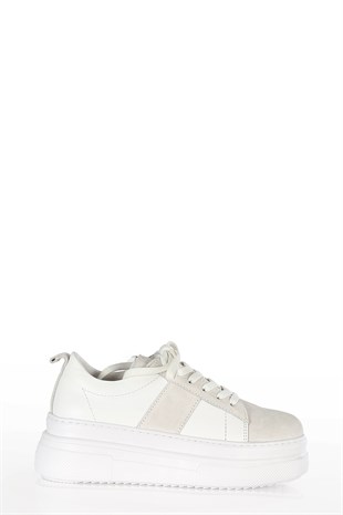 LUPUS Beyaz Süet & Beyaz Deri Bağlı Sneakers