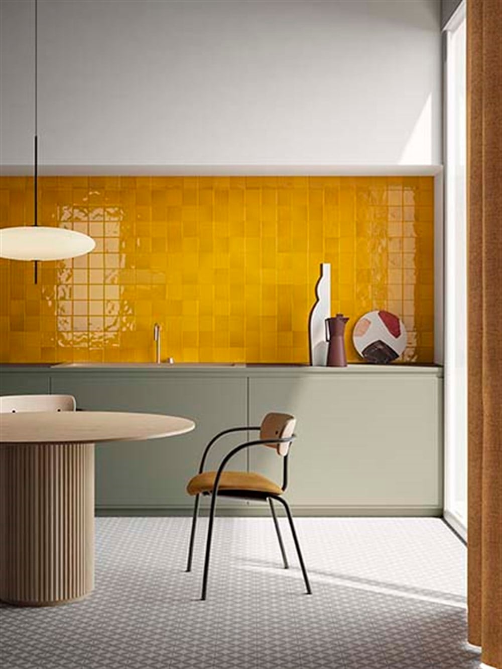 VitrA 10x10 Retromix Fon Amber Sarı Parlak Yer ve Duvar Seramiği - K94842380001VTE0