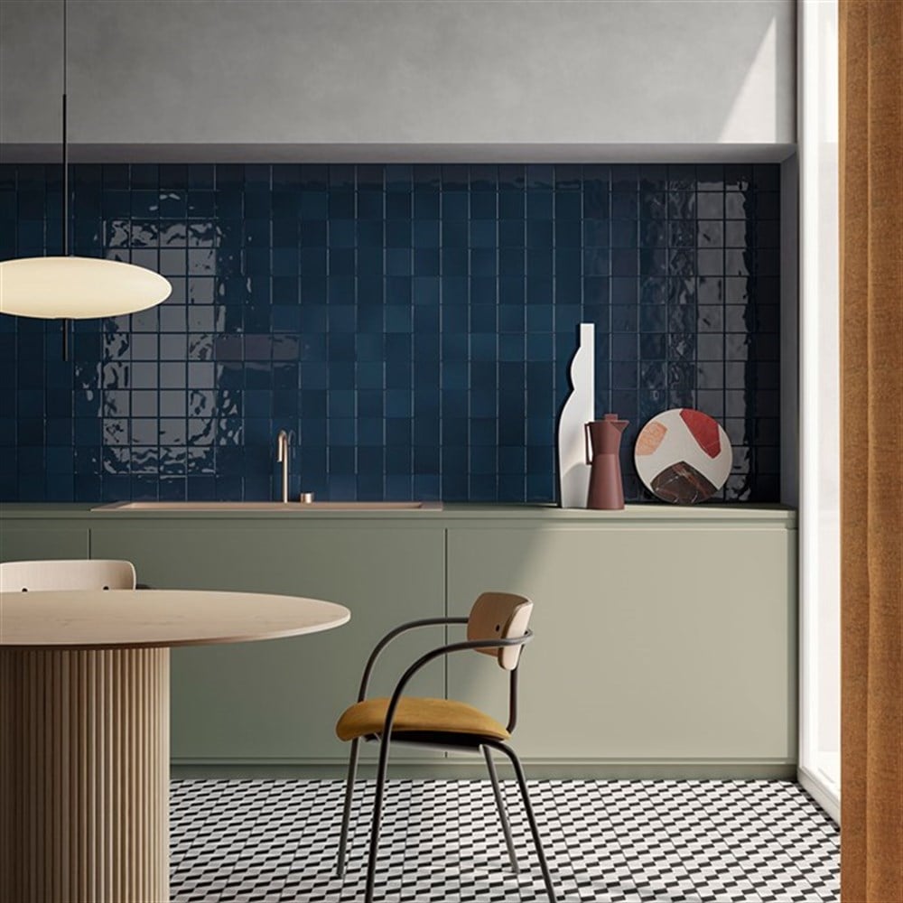 VitrA 10x10 Retromix Fon Safir Mavi Parlak Yer ve Duvar Seramiği