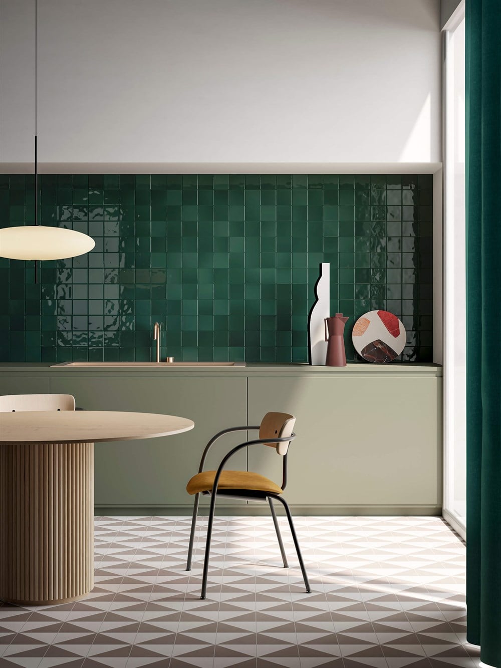 VitrA 10x10 Retromix Fon Zümrüt Yeşil Parlak Yer ve Duvar Seramiği