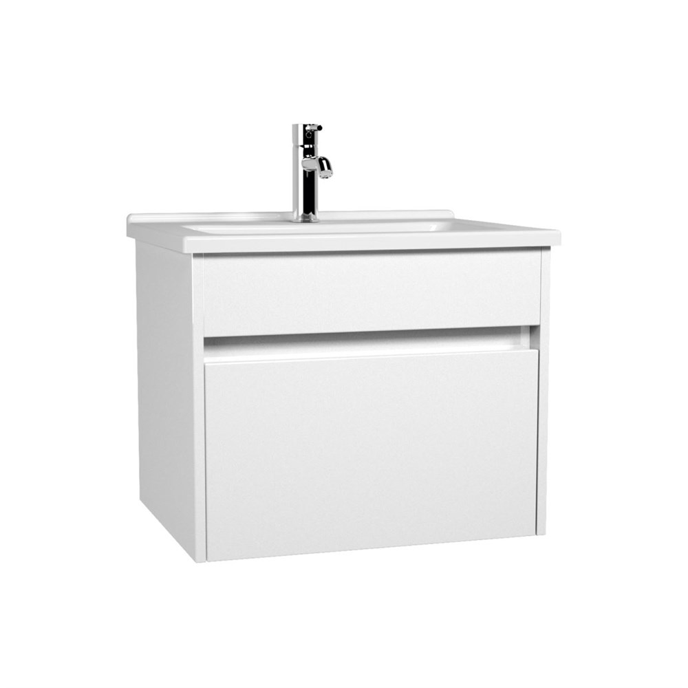 Vitra 54734 S50+ Lavabo Dolabı 60 cm, Parlak Beyaz (Lavabo Dahil)