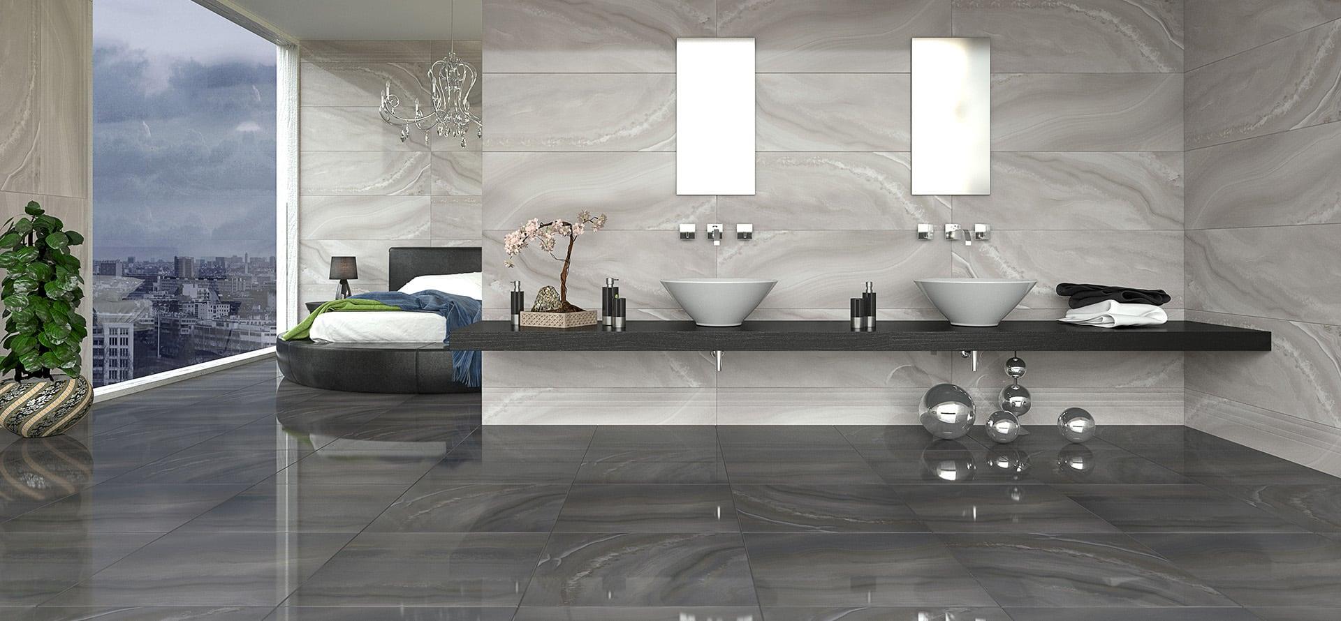 Seranit 40x120 Agatha Gri Fon Parlak Duvar Seramiği