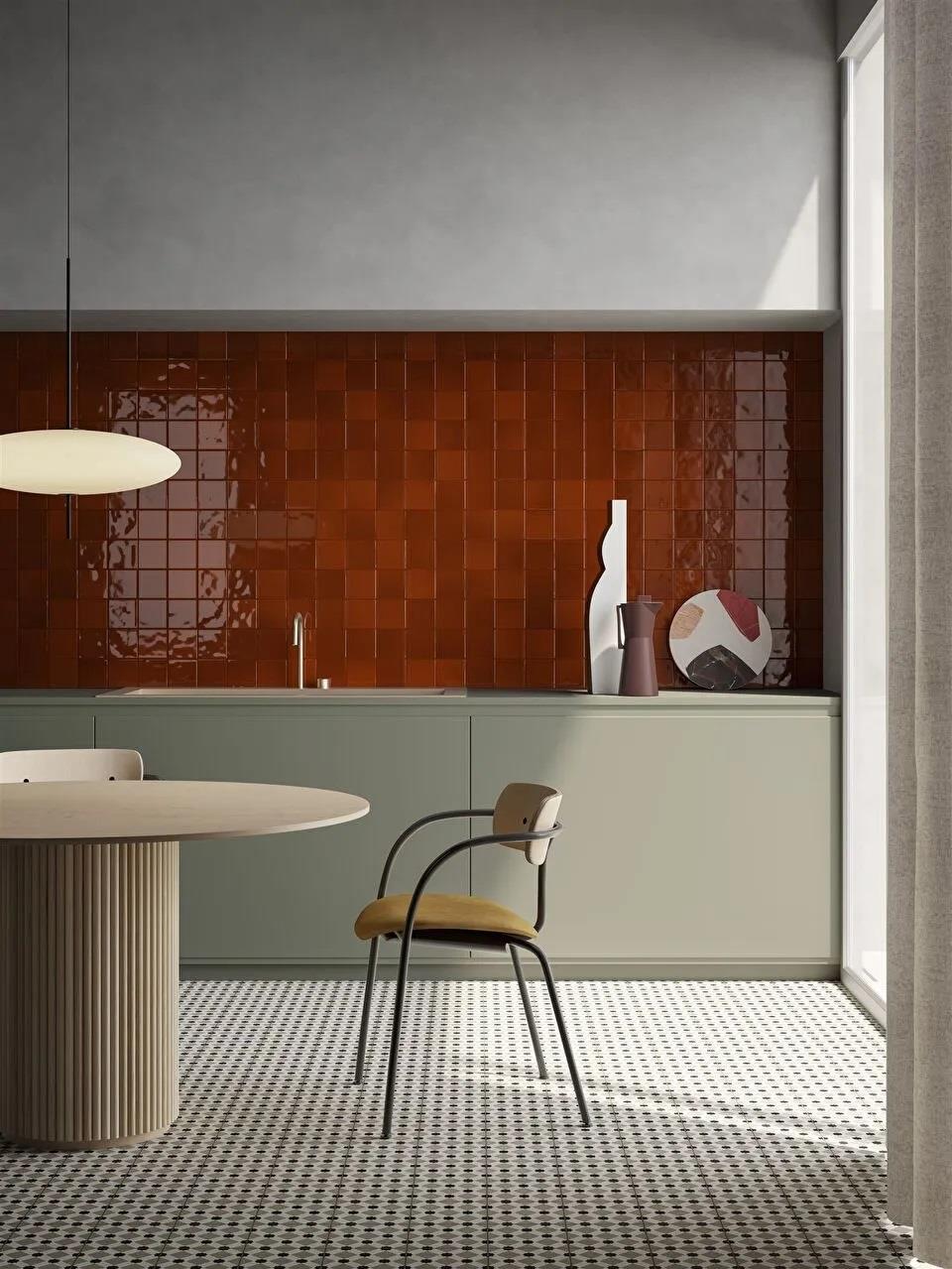 VitrA 10x10 Retromix Fon Lava Kırmızı Parlak Yer ve Duvar Seramiği - K94842580001VTE0
