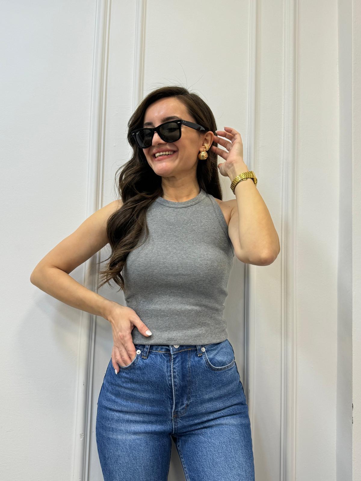 Antrasit Halter Yaka Fitilli Atlet 20853