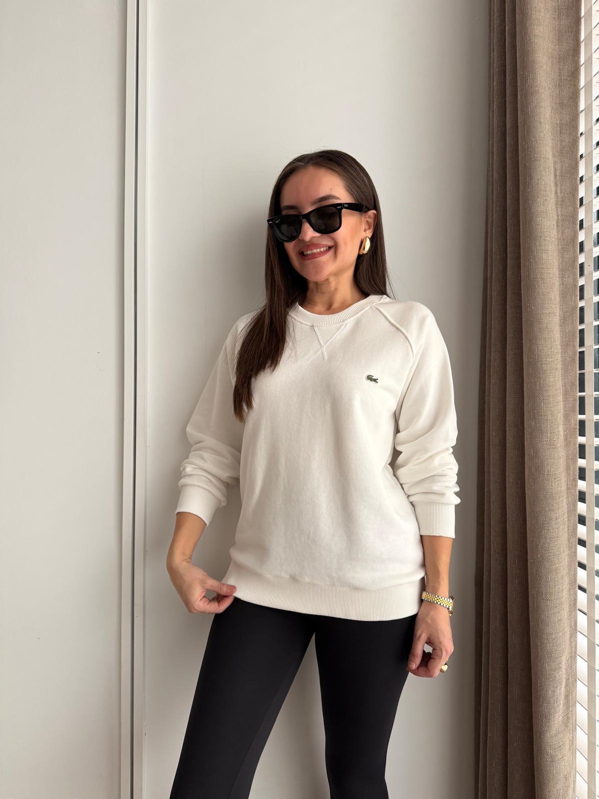 Beyaz Orjinal Marka İki İplik Sweatshirt 1895