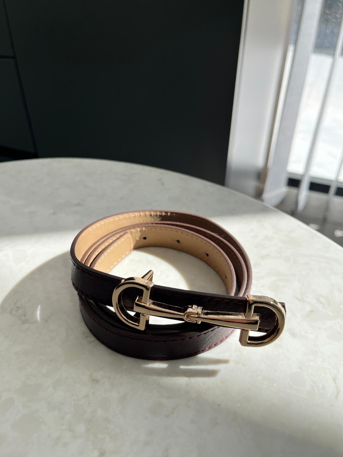 Bordo Gold Çift Tokalı Kemer SB10